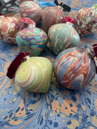 Image 1 of 8 small hand marbled ceramic baubles - SECONDS 