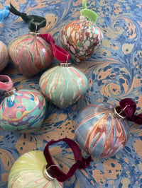 Image 2 of 8 small hand marbled ceramic baubles - SECONDS 