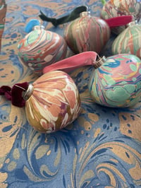 Image 3 of 8 small hand marbled ceramic baubles - SECONDS 