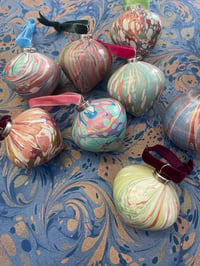 Image 4 of 8 small hand marbled ceramic baubles - SECONDS 