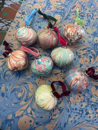 Image 5 of 8 small hand marbled ceramic baubles - SECONDS 