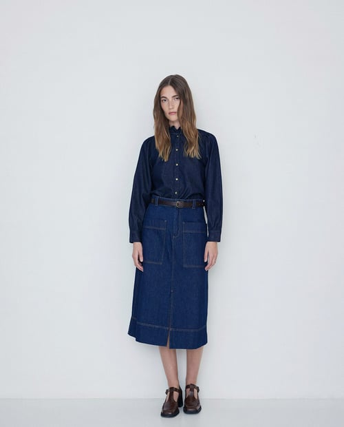 Image of 2-Falda midi denim azul