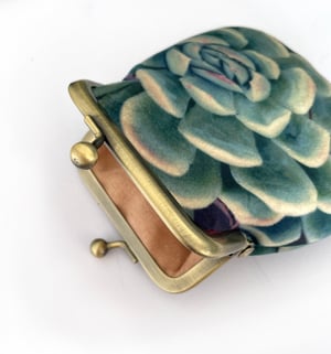 Image of Succulent, velvet kisslock coin purse with plant-dyed lining