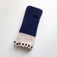 Image 3 of Wrist Worms, Navy Offwhite Black Dots