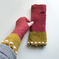 Image 1 of Wrist Worms, Raspberry, Mustard & Light Pink Dots