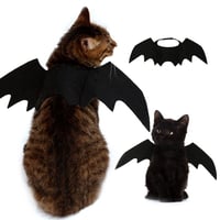 Image 1 of Pet Cat Bat Wings for Halloween Party Decoration, Puppy Collar Leads Cosplay Bat Costume,Cute Puppy 