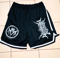 MONUMENT OF MISANTHROPY - Emblem Logo Mesh Shorts – With Stripes