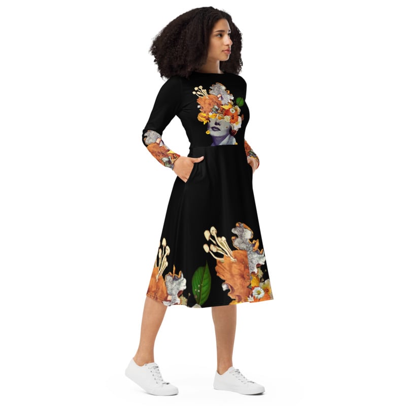 Image of ONE AVAILABLE- Limited Edition - She's A Lil Nuts - Long Sleeve Dress with Pockets