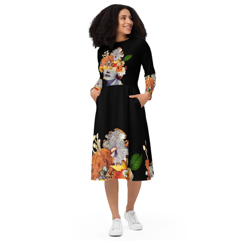 Image of ONE AVAILABLE- Limited Edition - She's A Lil Nuts - Long Sleeve Dress with Pockets  