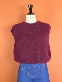 Image 1 of PULL sans manche Mohair prune