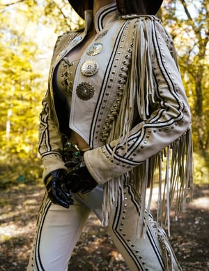 Image of Toxic Vision 'She' cream leather fringe jacket