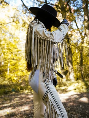 Image of Toxic Vision 'She' cream leather fringe jacket