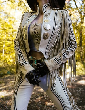 Image of Toxic Vision 'She' cream leather fringe jacket