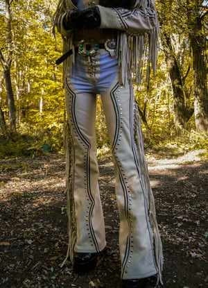 Image of Toxic Vision 'She' leather fringe pants