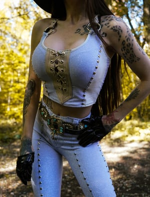 Image of Toxic Vision 'She' cream shimmer crop top