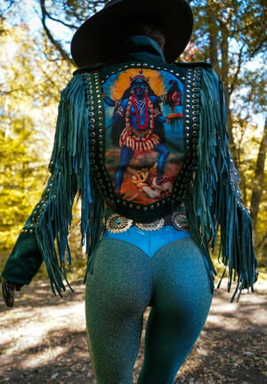 Image of Toxic Vision 'She' teal shimmery cathedral pants MULTI SIZE