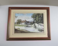 Image 1 of Vintage Framed Print, Eynsford Village nr Swanley Kent by Rowland Hilder, Bridge River Tudor House