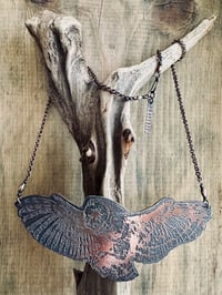 Image 2 of Lady of the Night - Copper Etched Owl necklace 