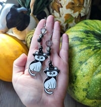 Image 1 of Witch Cat Charm Earrings