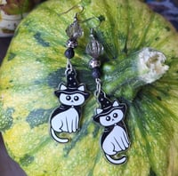 Image 2 of Witch Cat Charm Earrings