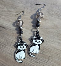 Image 3 of Witch Cat Charm Earrings