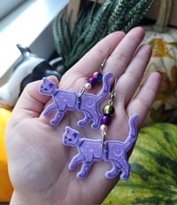 Image 1 of Purple Celestial Cat Earrings