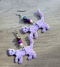 Image 3 of Purple Celestial Cat Earrings