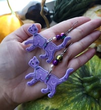 Image 2 of Purple Celestial Cat Earrings