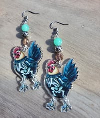 Image 3 of Skeleton Rooster Earrings