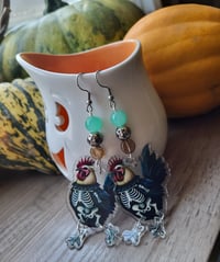 Image 2 of Skeleton Rooster Earrings