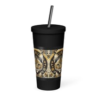 Image 3 of Geometric Serval 20 oz Insulated Stainless Steel Tumbler with a straw