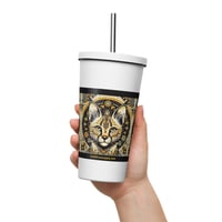 Image 4 of Geometric Serval 20 oz Insulated Stainless Steel Tumbler with a straw