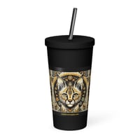 Image 1 of Geometric Serval 20 oz Insulated Stainless Steel Tumbler with a straw