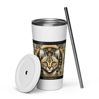 Image 5 of Geometric Serval 20 oz Insulated Stainless Steel Tumbler with a straw