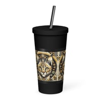 Image 2 of Geometric Serval 20 oz Insulated Stainless Steel Tumbler with a straw