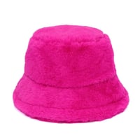 Image 1 of Deluxe Plush Bucket Hat HOT PINK