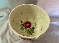 Image 3 of Tall round pink flower rope basket