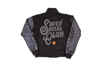 Image 2 of Black "Saved Social Club" Varsety Jackets