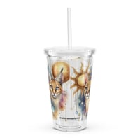 Image 4 of Sun & Moon Serval Caracal Clear plastic tumbler 16 oz