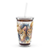 Image 2 of Sun & Moon Serval Caracal Clear plastic tumbler 16 oz