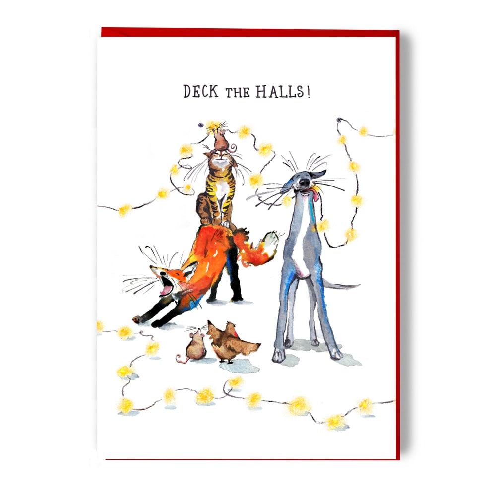 Image of deck the halls card