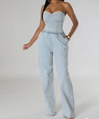 Image 3 of Light Wash Denim Pants Set 