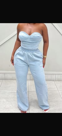 Image 1 of Light Wash Denim Pants Set 