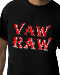 VAW RAW BLACK T-SHIRT WITH FULL RED PRINT OF VAW RAW
