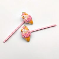 Image 3 of Kawaii Kitty Ice Cream Hair Pins 2 piece set