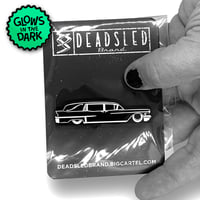 Image 1 of Fitty-Eight Hearse Glow-In-The-Dark 2.5-Inch Lapel Pin