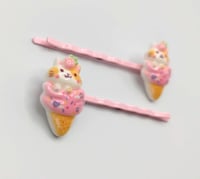 Image 5 of Kawaii Kitty Ice Cream Hair Pins 2 piece set