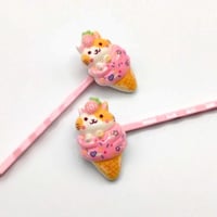 Image 1 of Kawaii Kitty Ice Cream Hair Pins 2 piece set