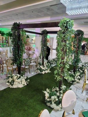 Image of WOOD Square  Arch design with Greenery 