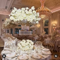 Wedding Centerpiece  white flowers and gold crystal stand